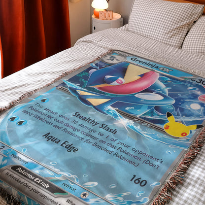 PKM Greninja ex Card Custom Woven Blanket