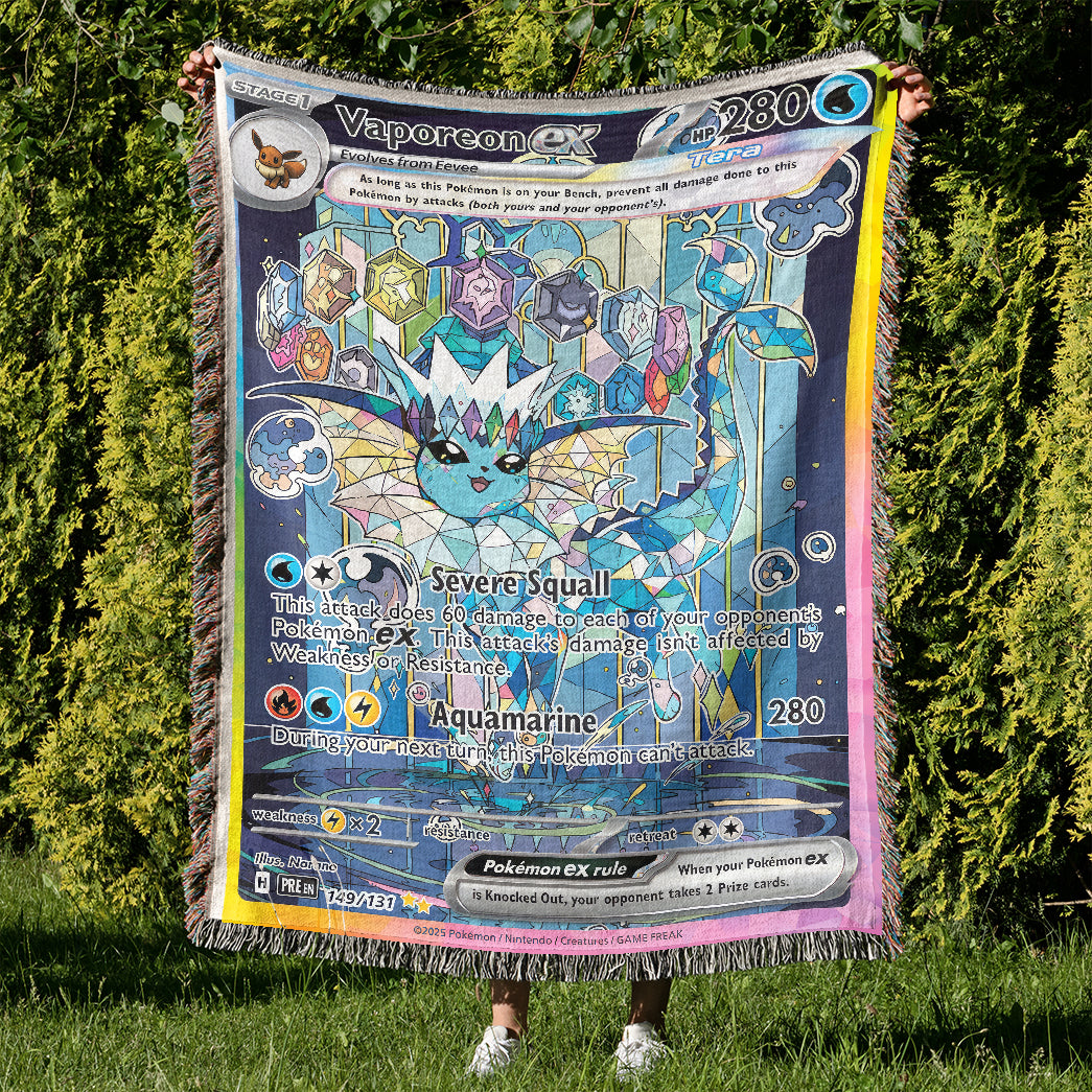 PKM Vaporeon EX Custom Woven Blanket