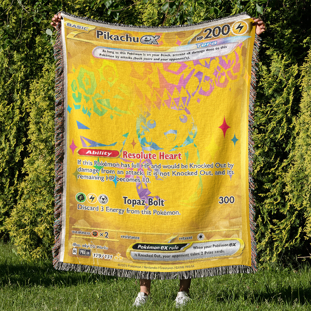 PKM Pikachu EX Custom Woven Blanket