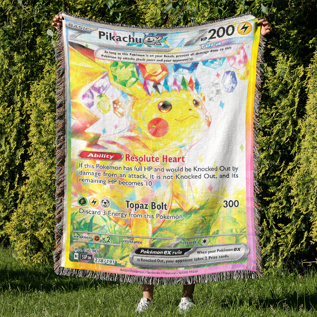 PKM Pikachu EX Custom Woven Blanket