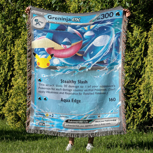 PKM Greninja ex Card Custom Woven Blanket