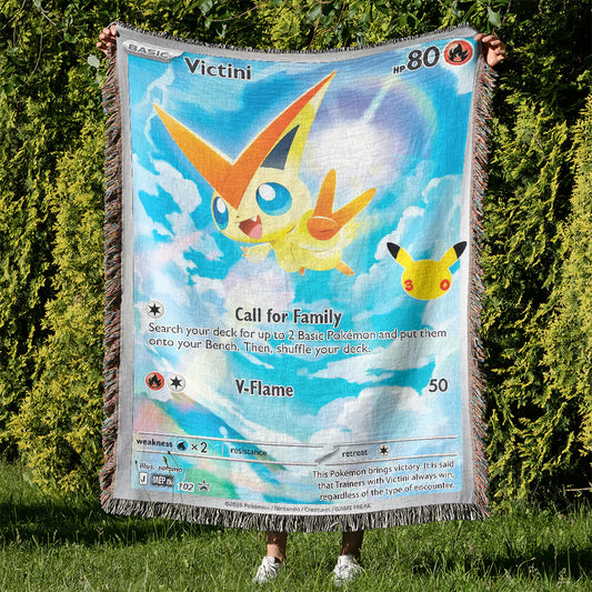 PKM Victini Card Custom Woven Blanket