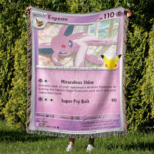 PKM Espeon Card Custom Woven Blanket