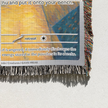 PKM Pikachu With Grey Felt Hat Custom Woven Blanket