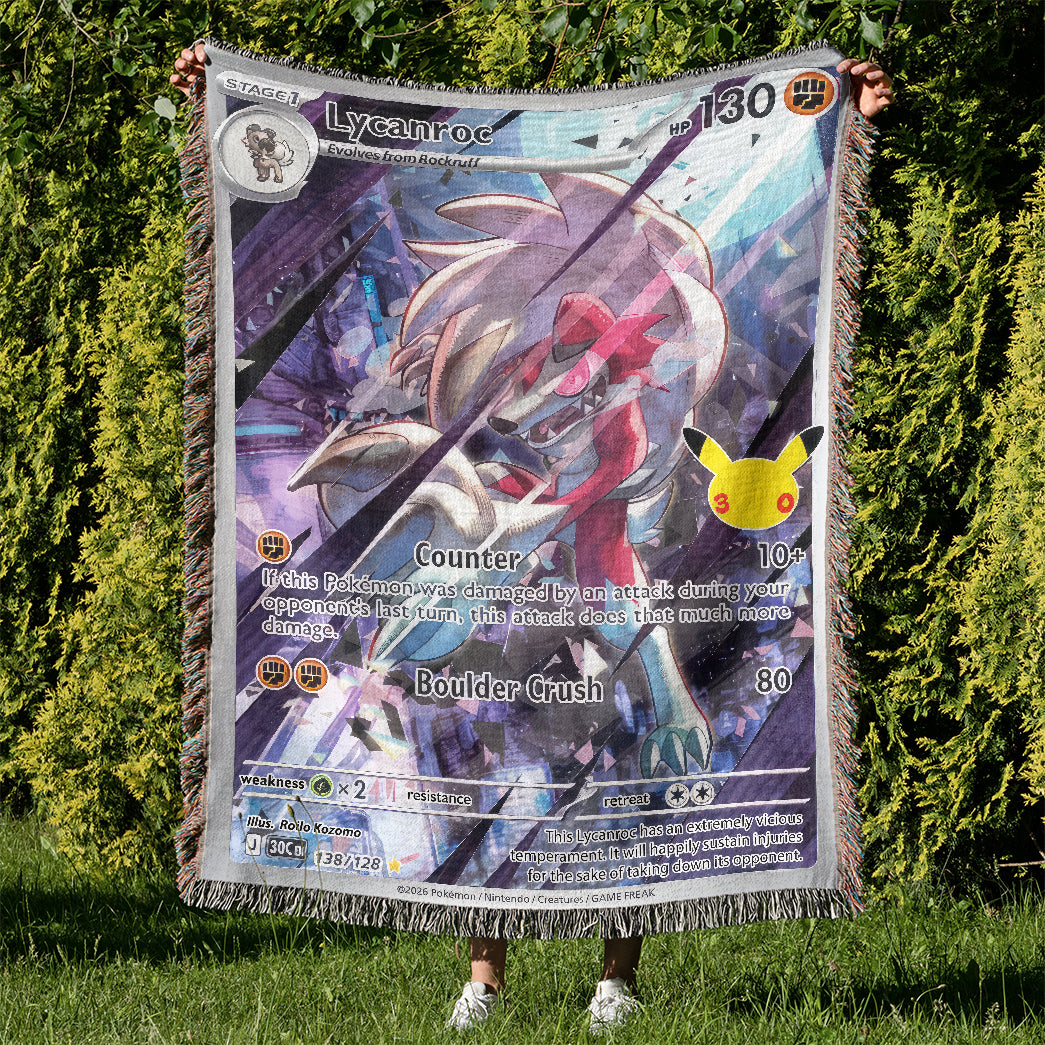PKM Lycanroc Card Custom Woven Blanket