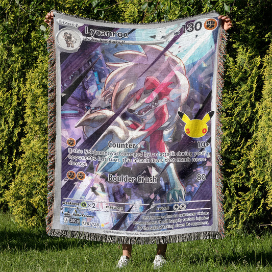 PKM Lycanroc Card Custom Woven Blanket