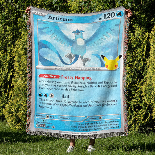 PKM Articuno Card Custom Woven Blanket