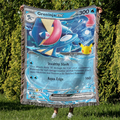 PKM Greninja ex Card Custom Woven Blanket