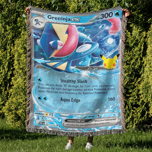 PKM Greninja ex Card Custom Woven Blanket