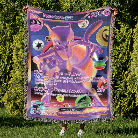 PKM Mewtwo ex Card Custom Woven Blanket