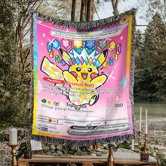 PKM Pikachu EX Card Custom Woven Blanket