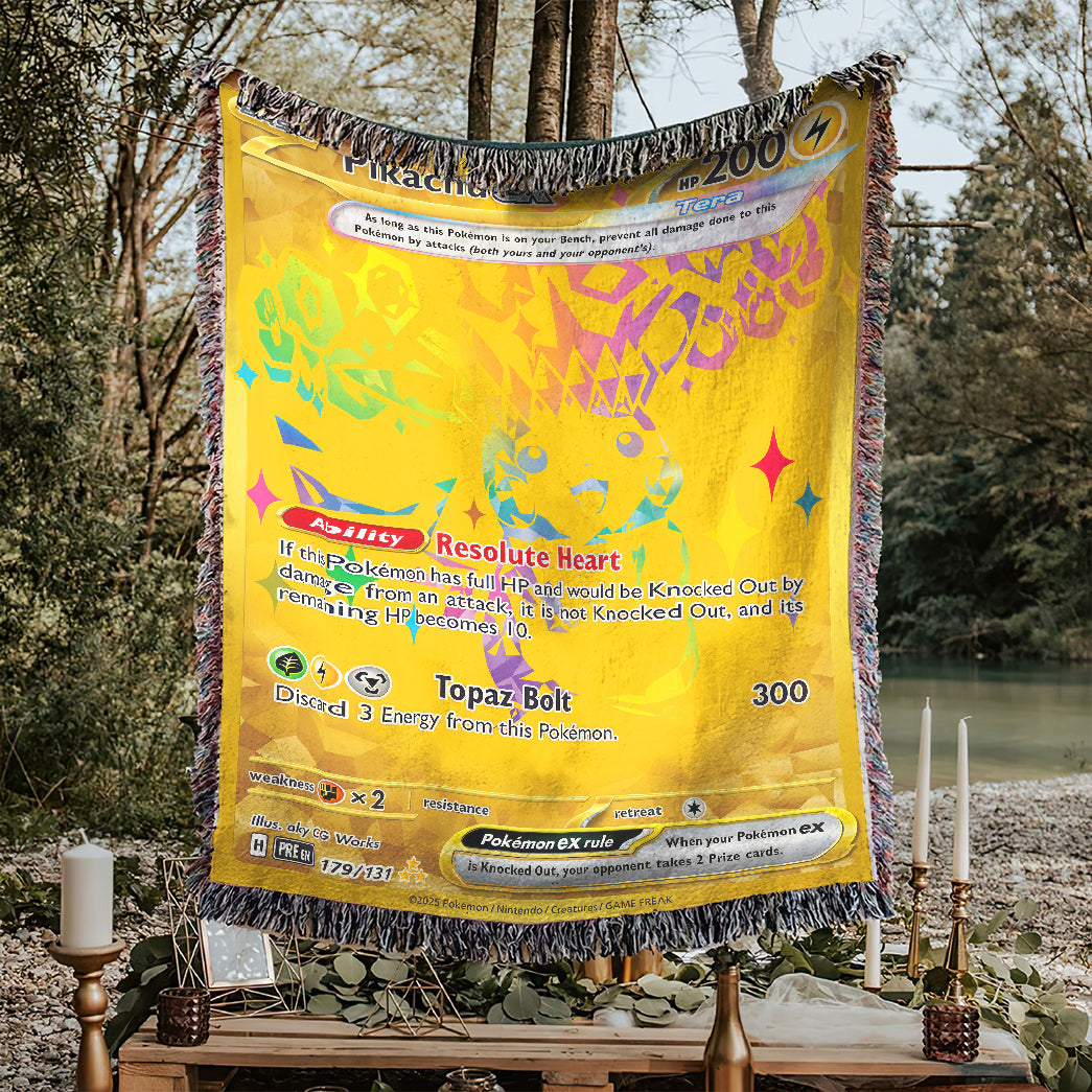 PKM Pikachu EX Custom Woven Blanket