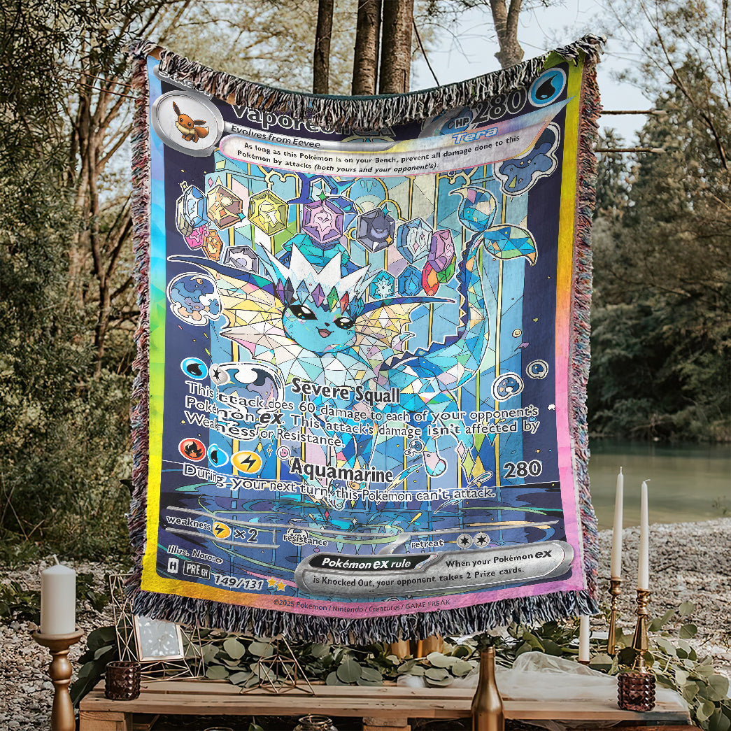 PKM Vaporeon EX Custom Woven Blanket
