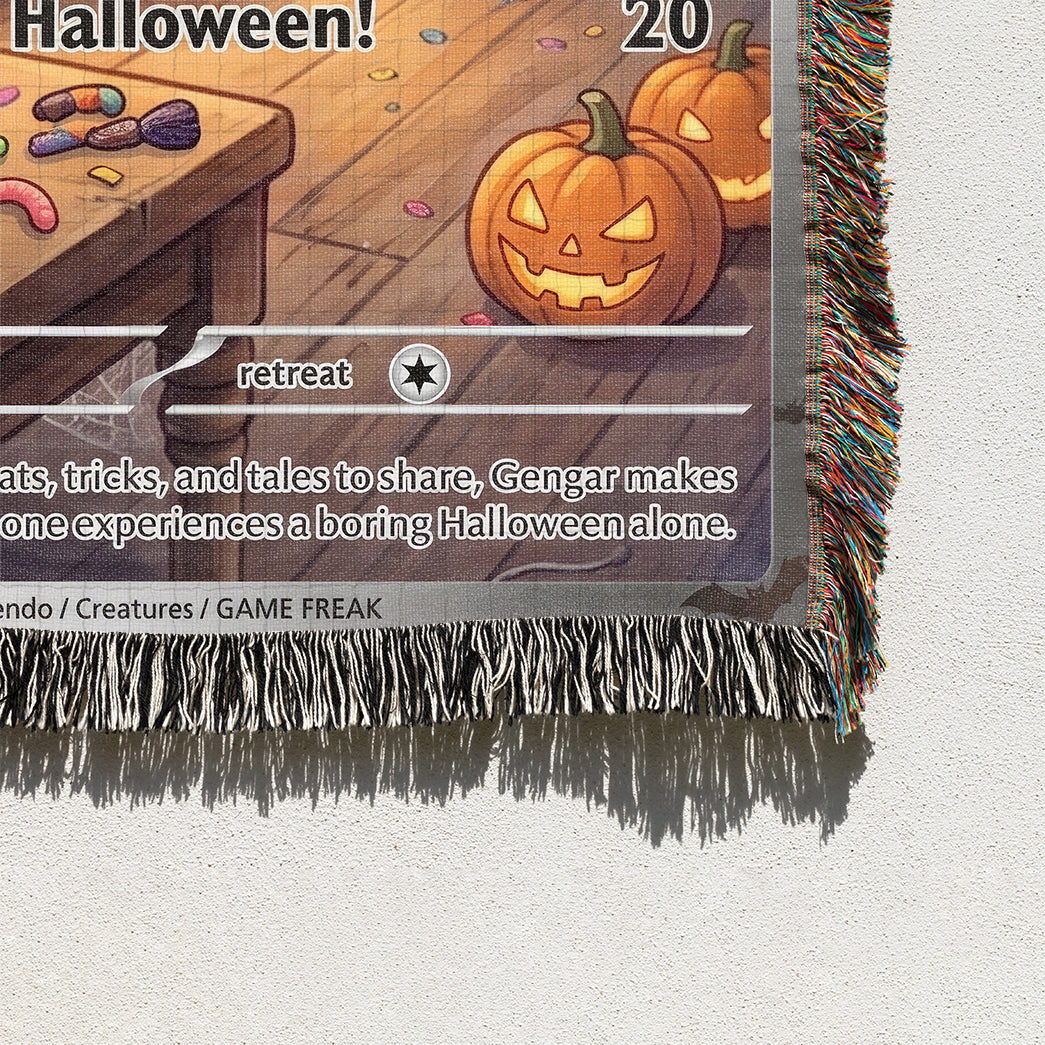 PKM Gengar Evolution Halloween Custom Woven Blanket