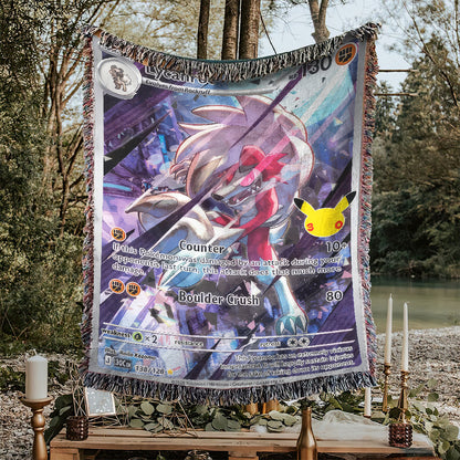 PKM Lycanroc Card Custom Woven Blanket