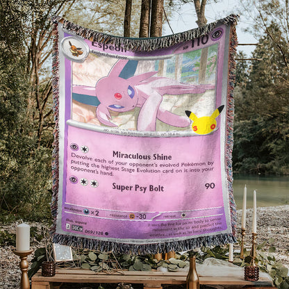PKM Espeon Card Custom Woven Blanket