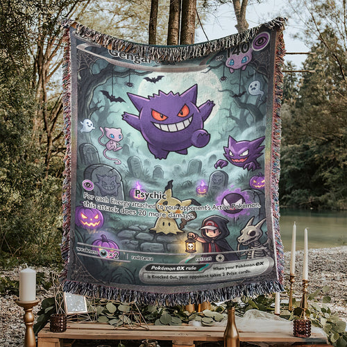 PKM Gengar Halloween Custom Woven Blanket