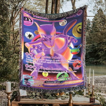 PKM Mewtwo ex Card Custom Woven Blanket
