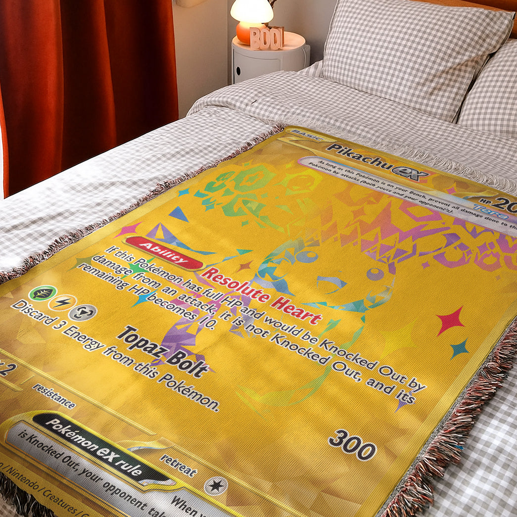 PKM Pikachu EX Custom Woven Blanket