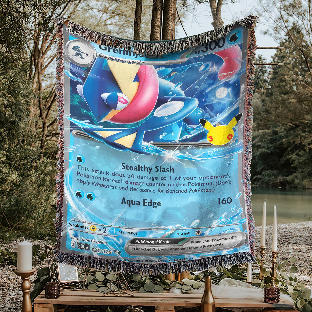 PKM Greninja ex Card Custom Woven Blanket