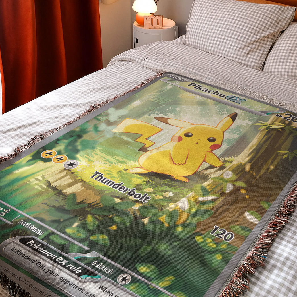PKM Pikachu EX Custom Woven Blanket
