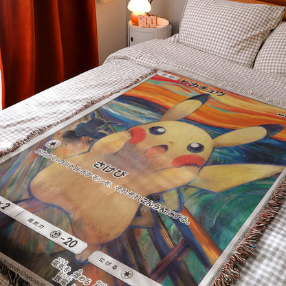 PKM Pikachu The Scream Custom Woven Blanket