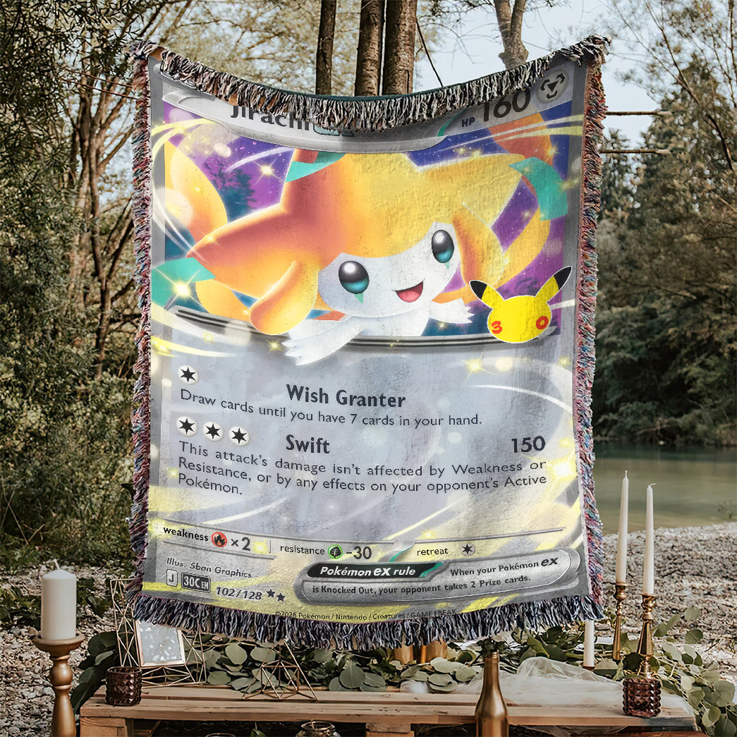 PKM Jirachi ex Card Custom Woven Blanket