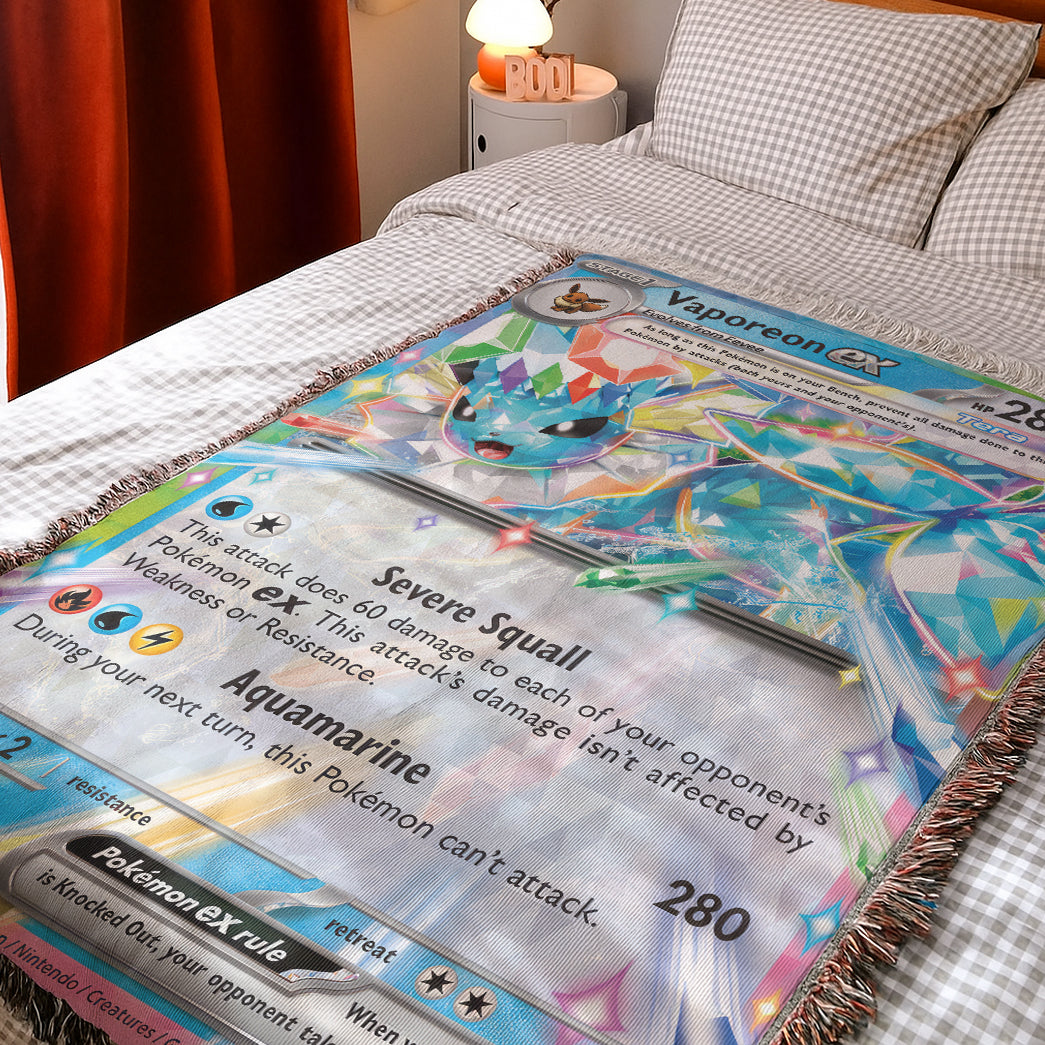 PKM Vaporeon EX Custom Woven Blanket