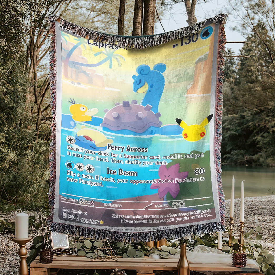 PKM Lapras Card Custom Woven Blanket