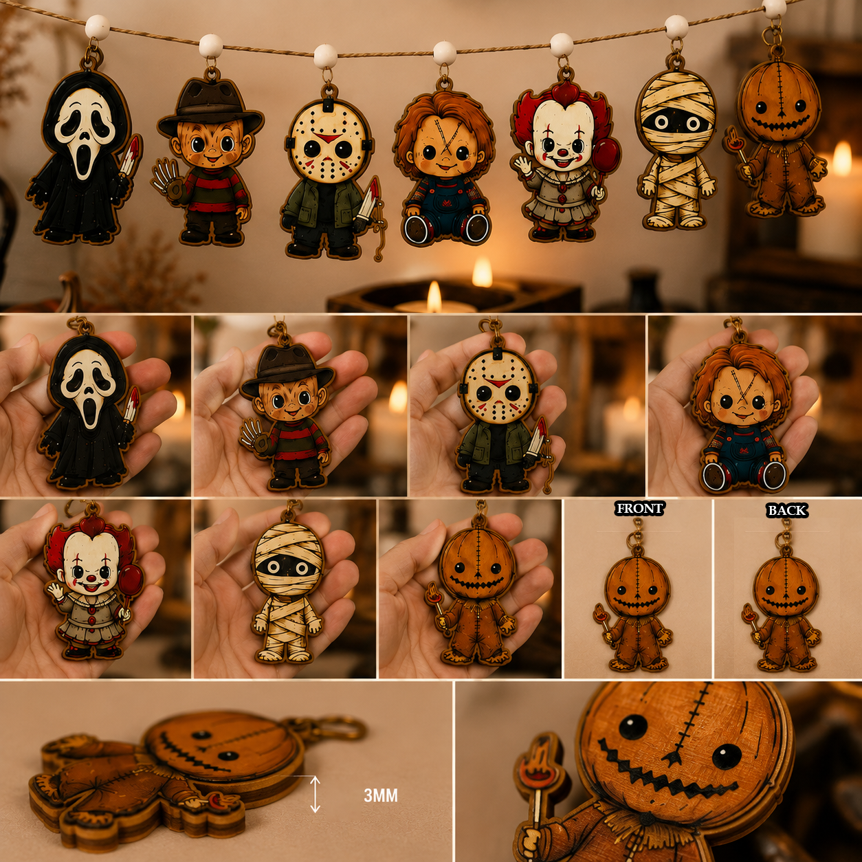 Personalized Halloween Character Wooden Garland