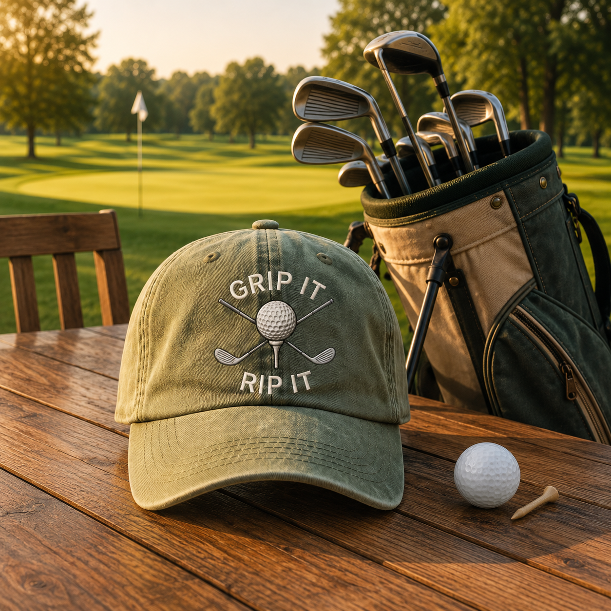 Embroidered Grip It Rip It Golf Dyed Cap