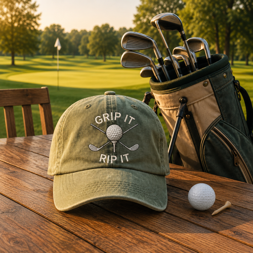 Embroidered Grip It Rip It Golf Dyed Cap