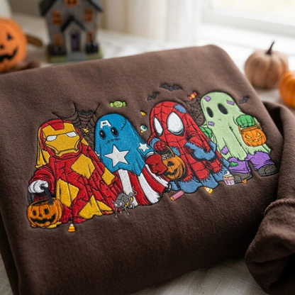 Custom Halloween Super Hero Character Embroidered Trick Or Treat SweatShirt